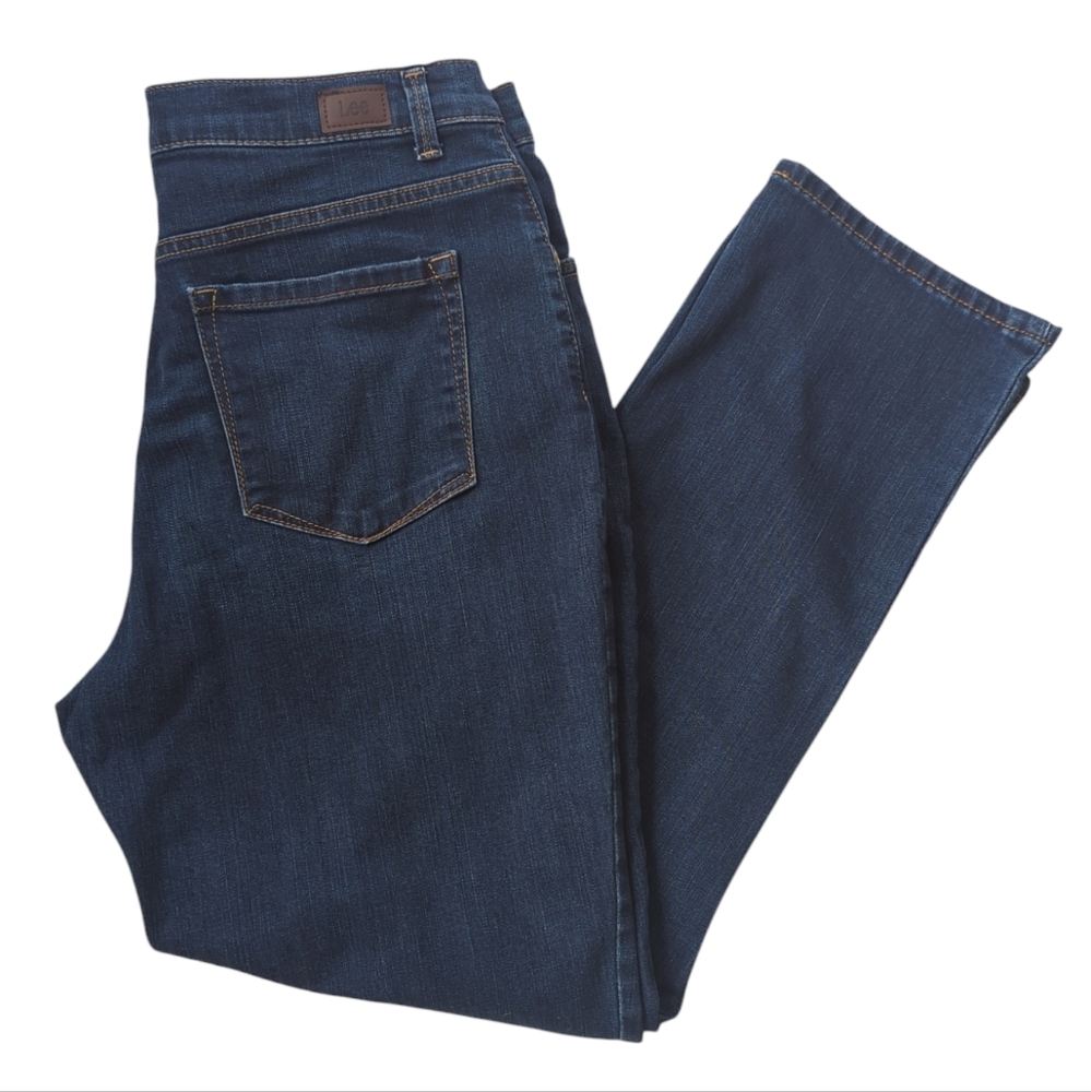 Lee Classic Fit Straight Leg Jeans 12P Blue Distressed Whiskering